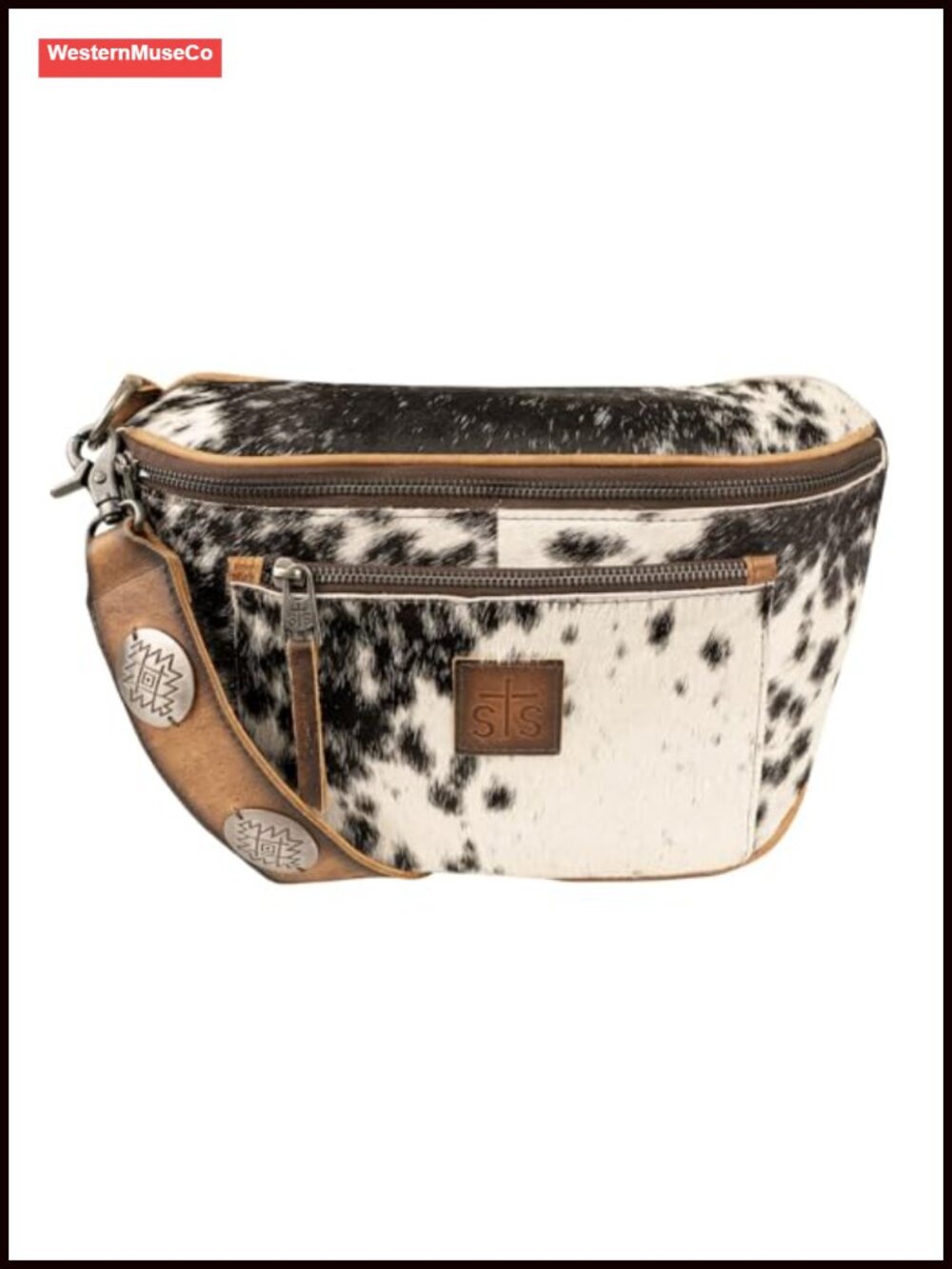 Hair-on-Hide Leather Sling Bag Crossbody Western Zip